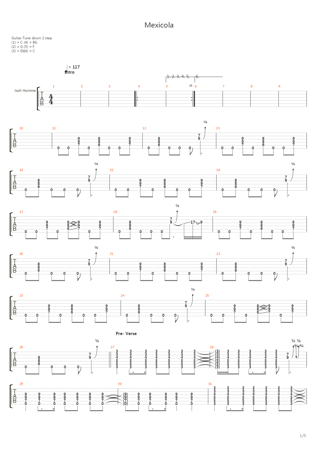 Mexicola吉他谱