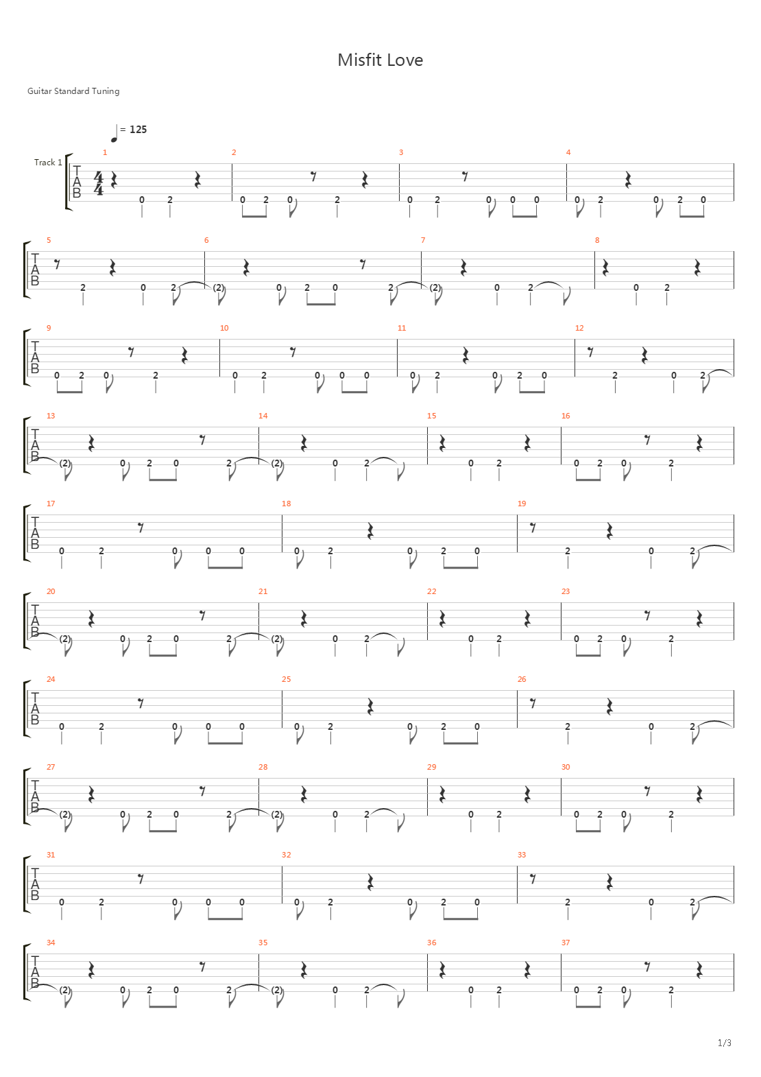 Misfit Love吉他谱