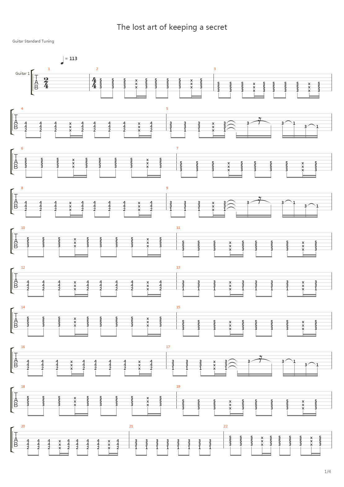 The Lost Art Of Keeping A Secret吉他谱