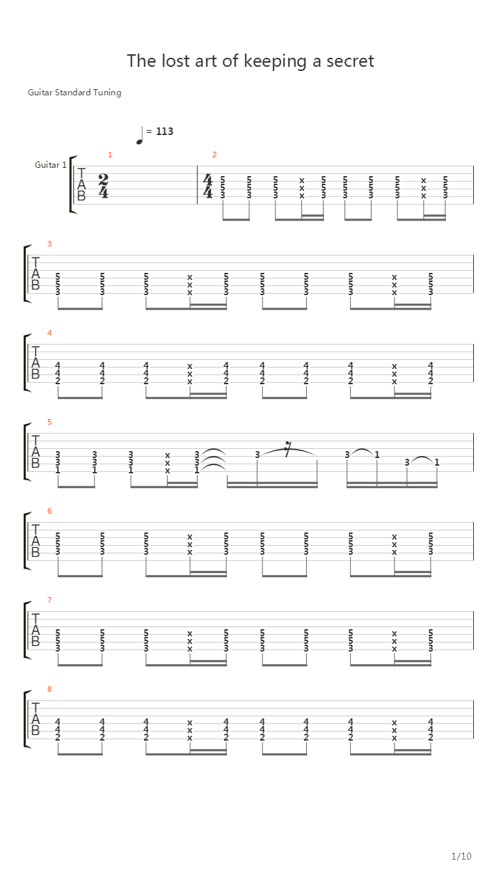 The Lost Art Of Keeping A Secret吉他谱