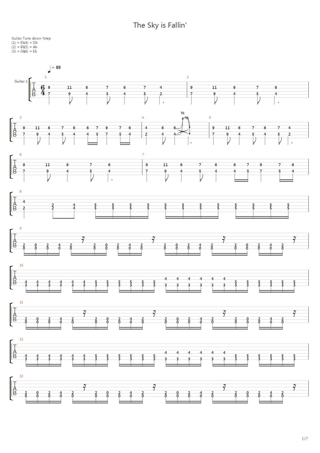 The Sky Is Fallin吉他谱