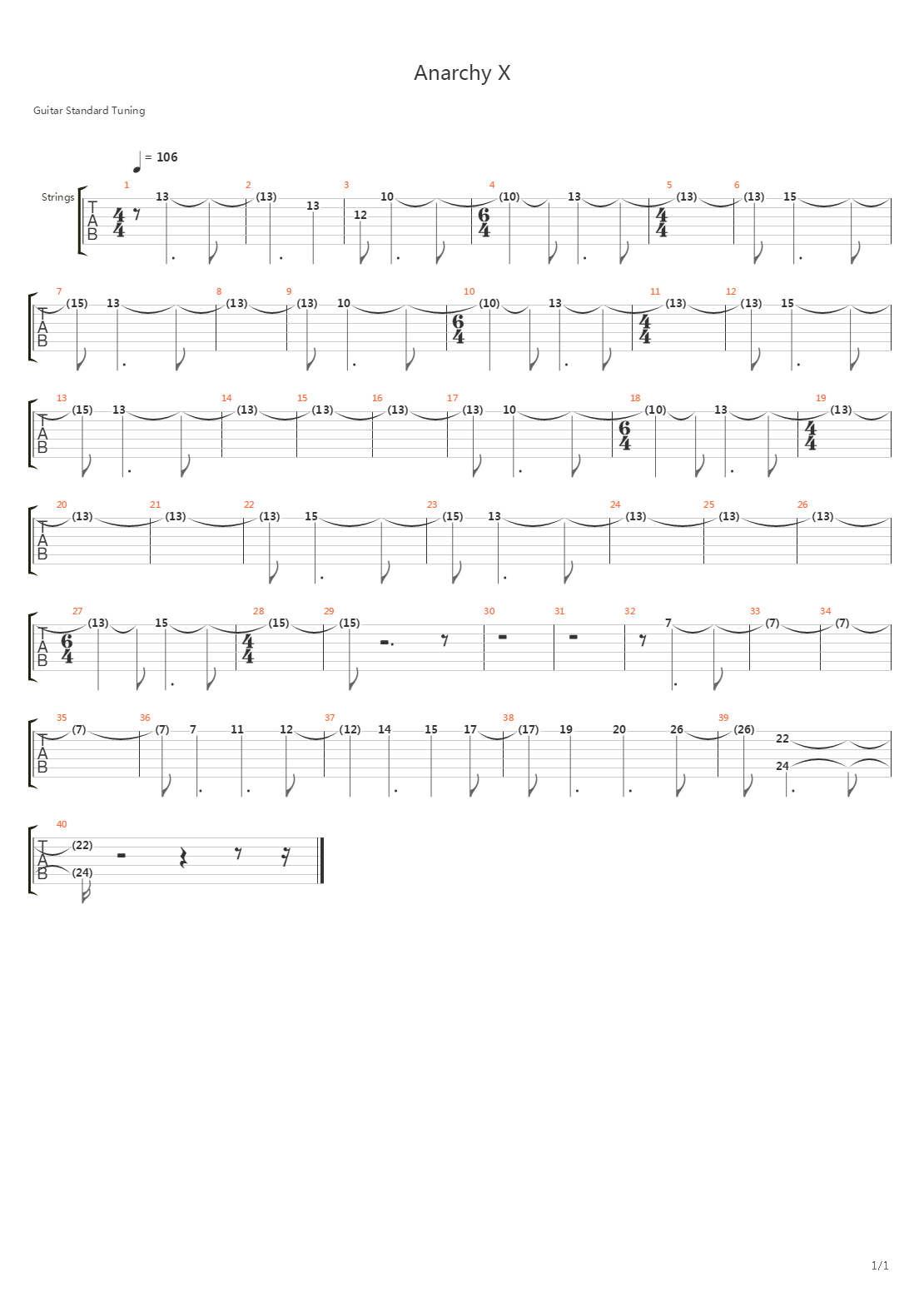 Anarchy X吉他谱