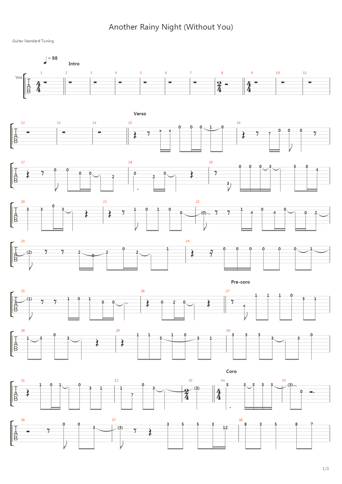 Another Rainy Night Without You吉他谱
