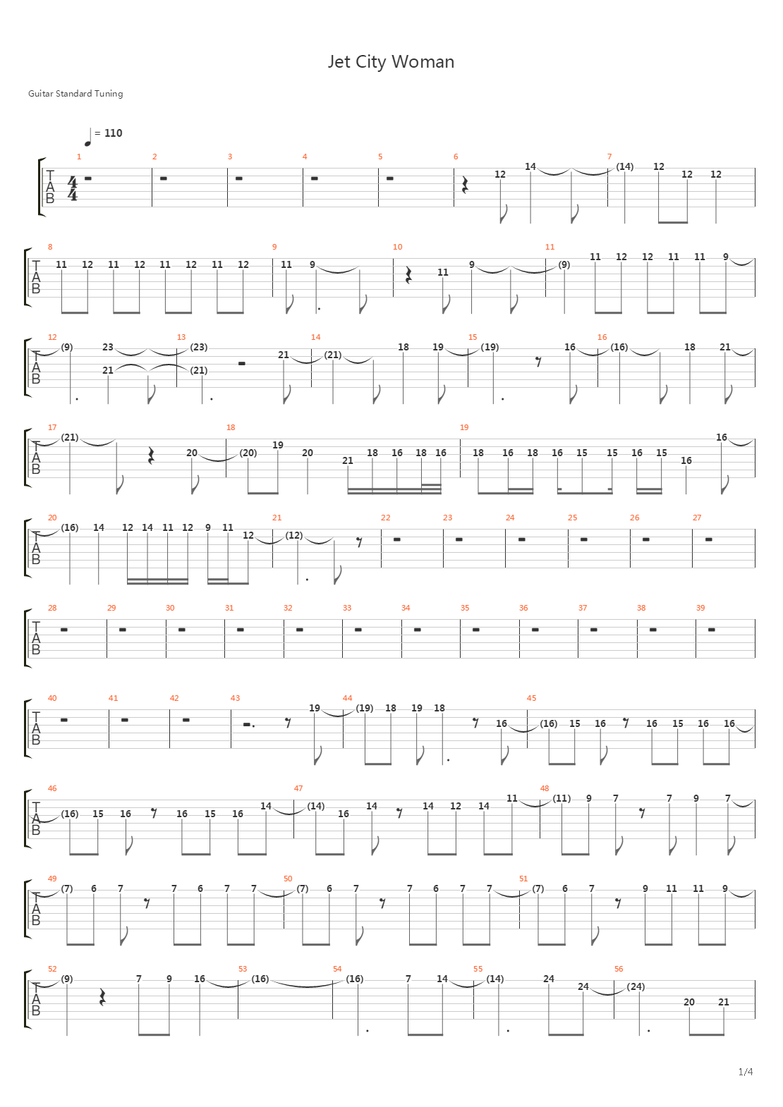 Jet City Woman吉他谱