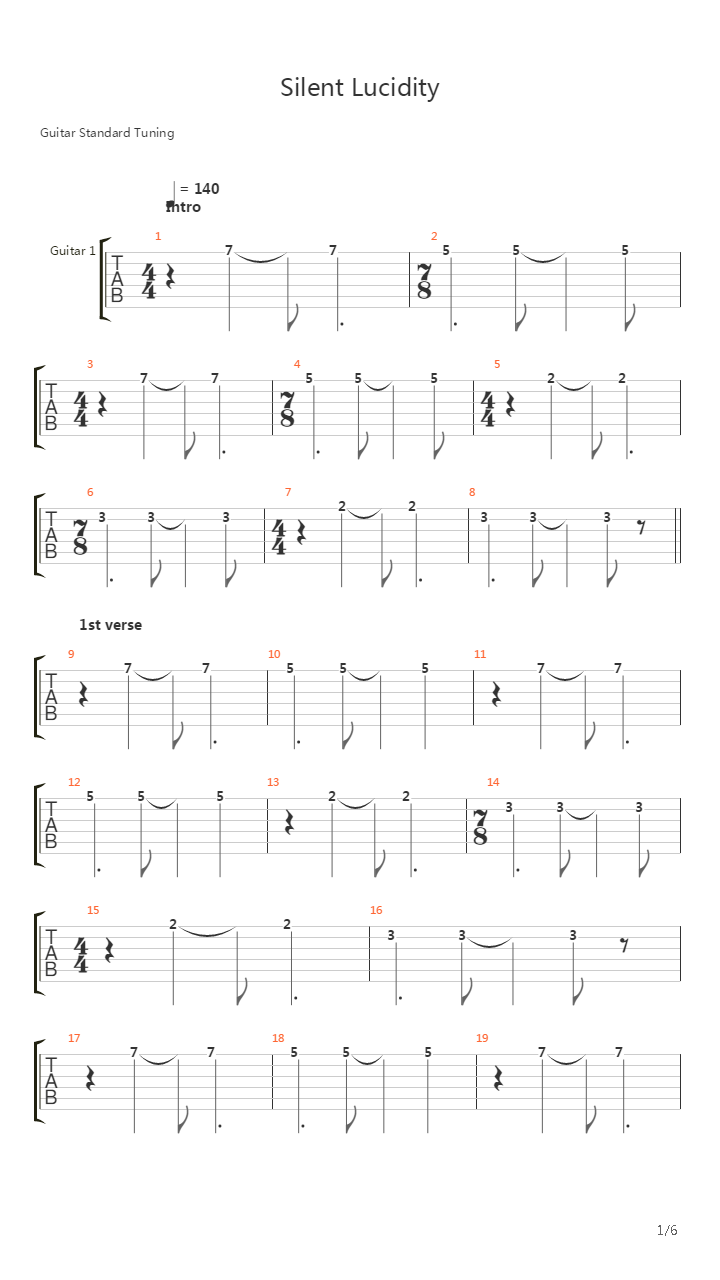 Silent Lucidity吉他谱
