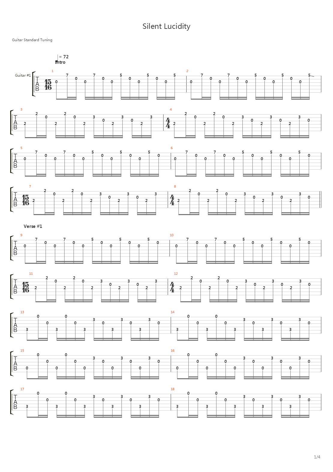 Silent Lucidity吉他谱