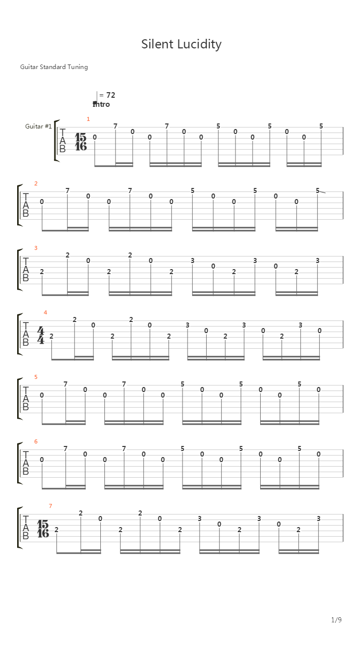 Silent Lucidity吉他谱