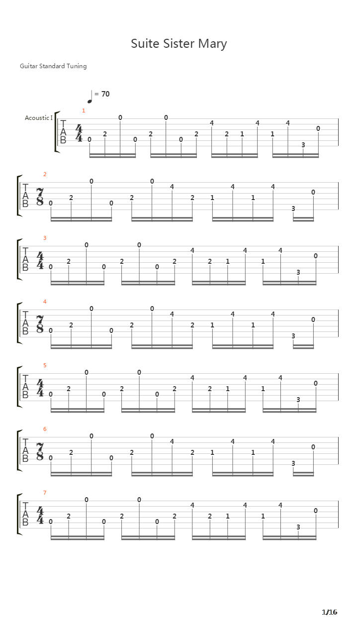 Suite Sister Mary吉他谱