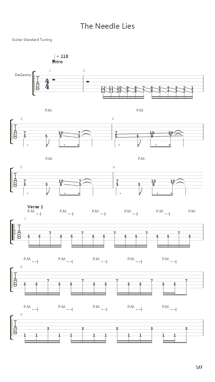 The Needle Lies吉他谱
