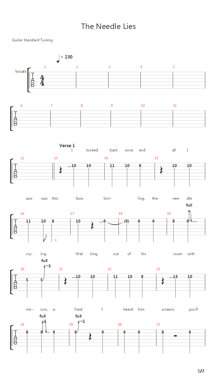 The Needle Lies吉他谱