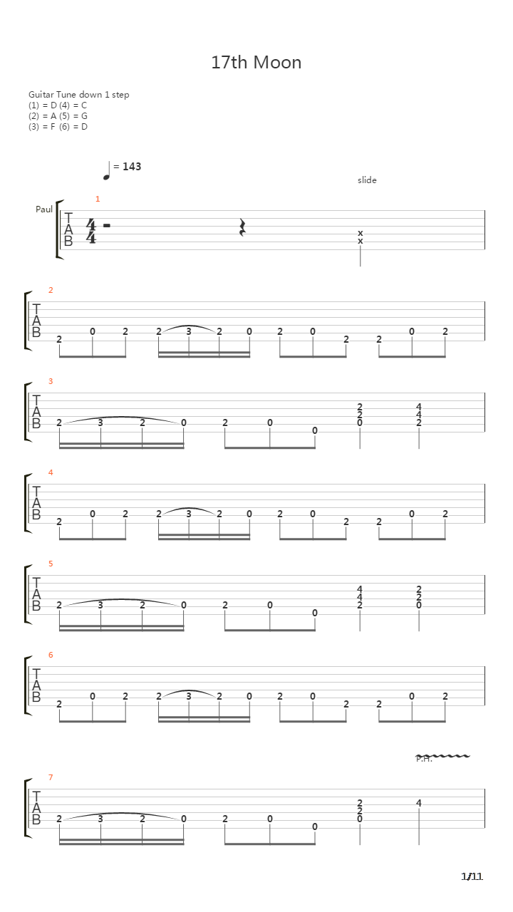 17th Moon吉他谱