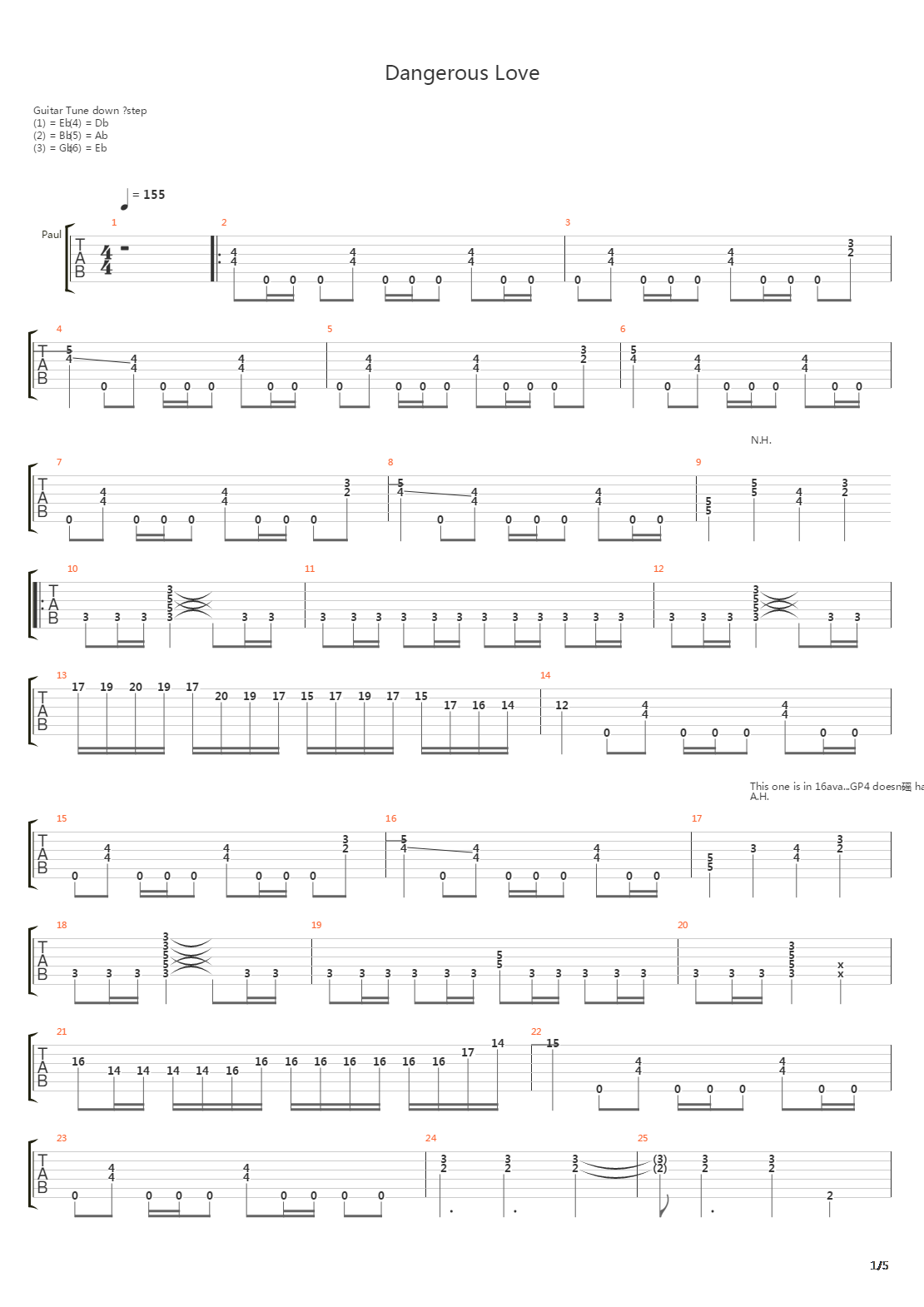 Dangerous Love吉他谱