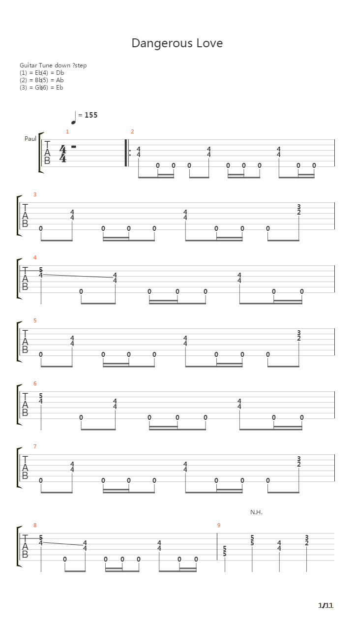 Dangerous Love吉他谱