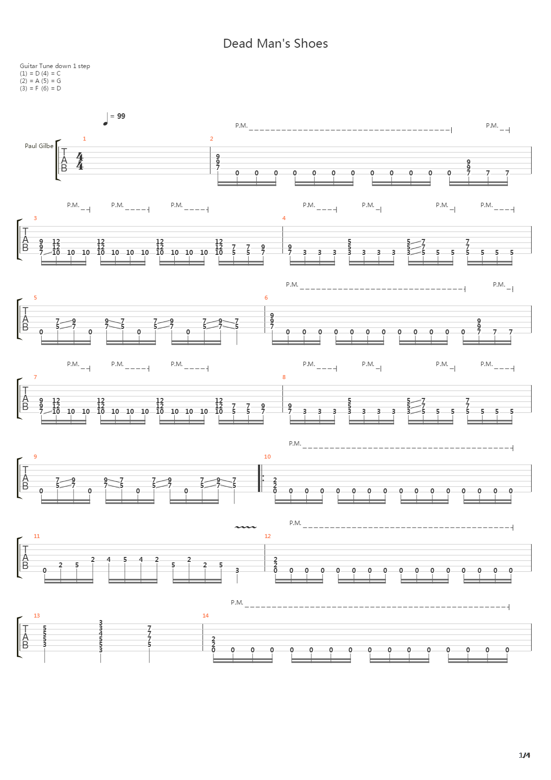 Dead Mans Shoes吉他谱