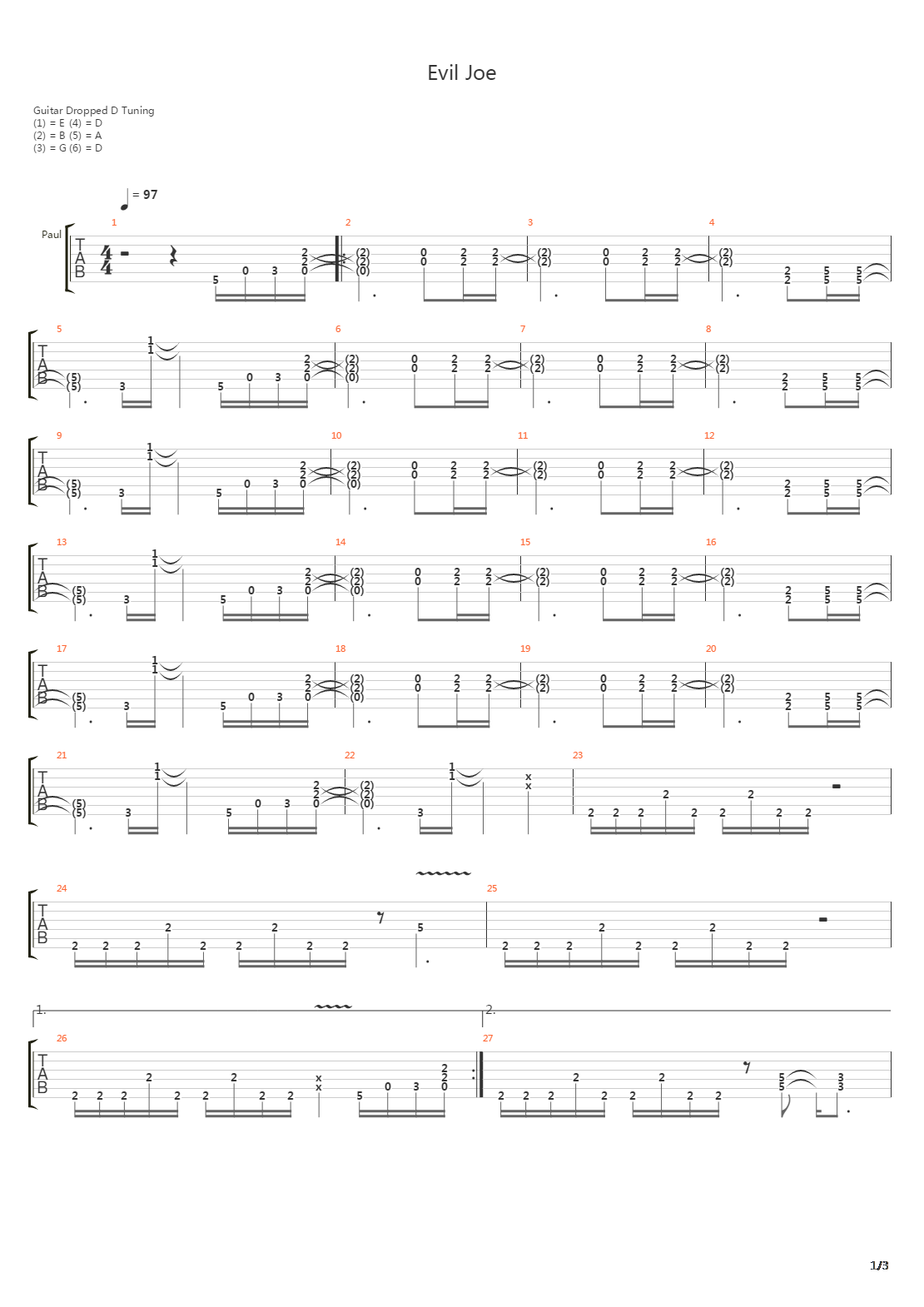 Evil Joe吉他谱