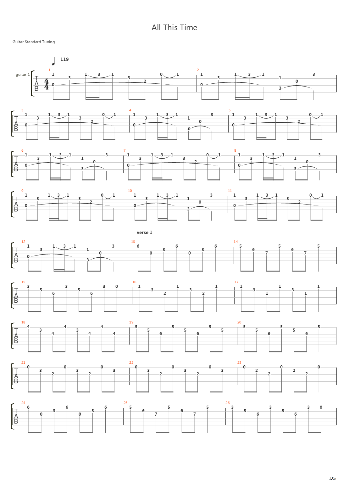 All This Time吉他谱