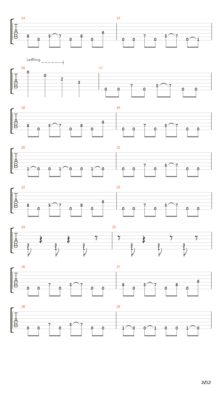 Down吉他谱