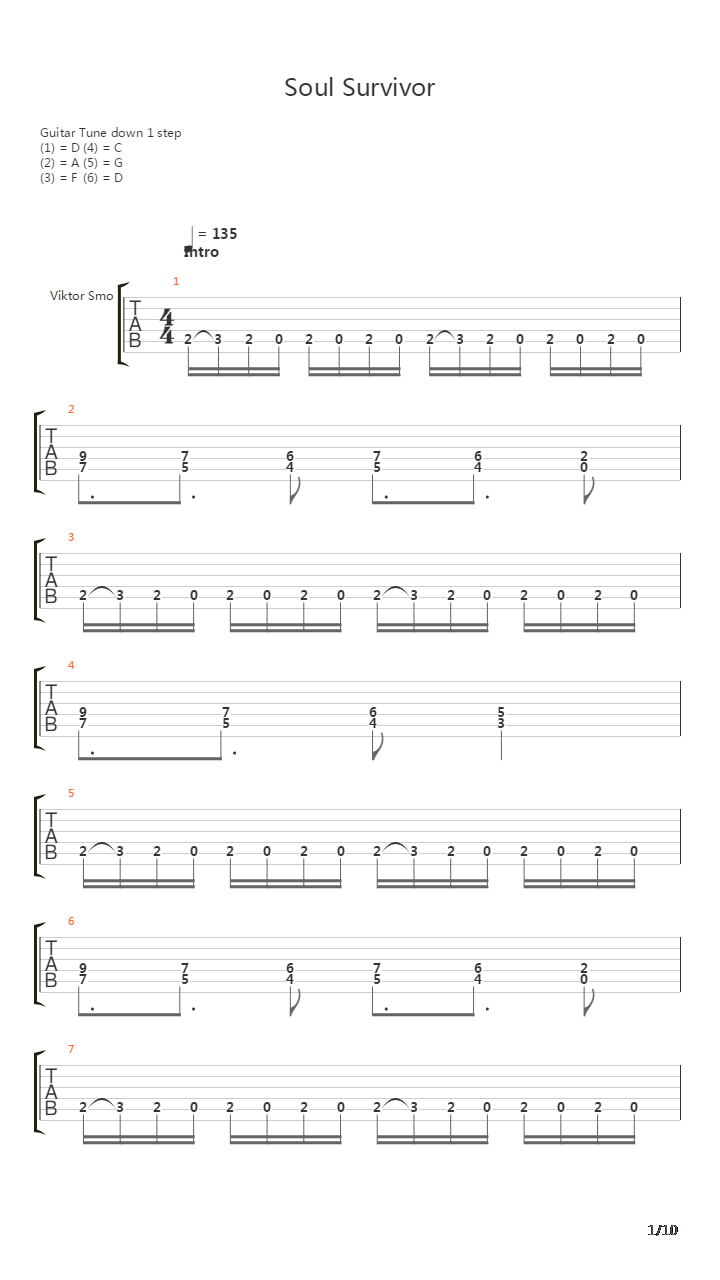 Soul Survivor吉他谱