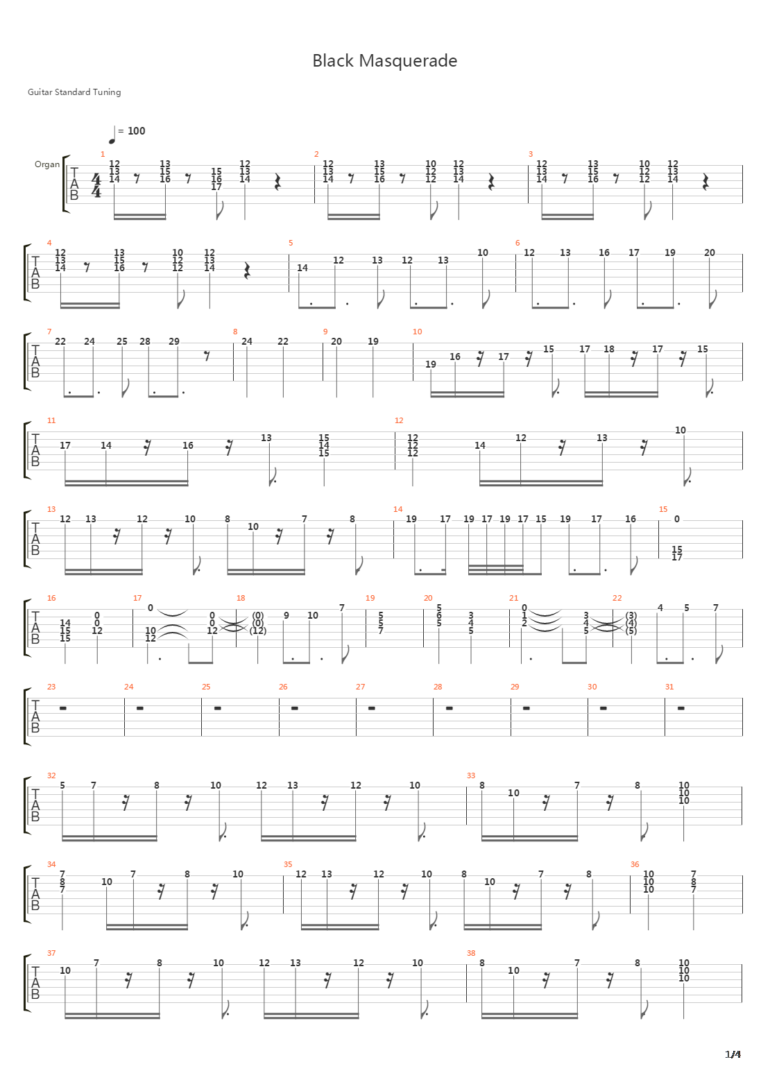 Black Masquerade吉他谱