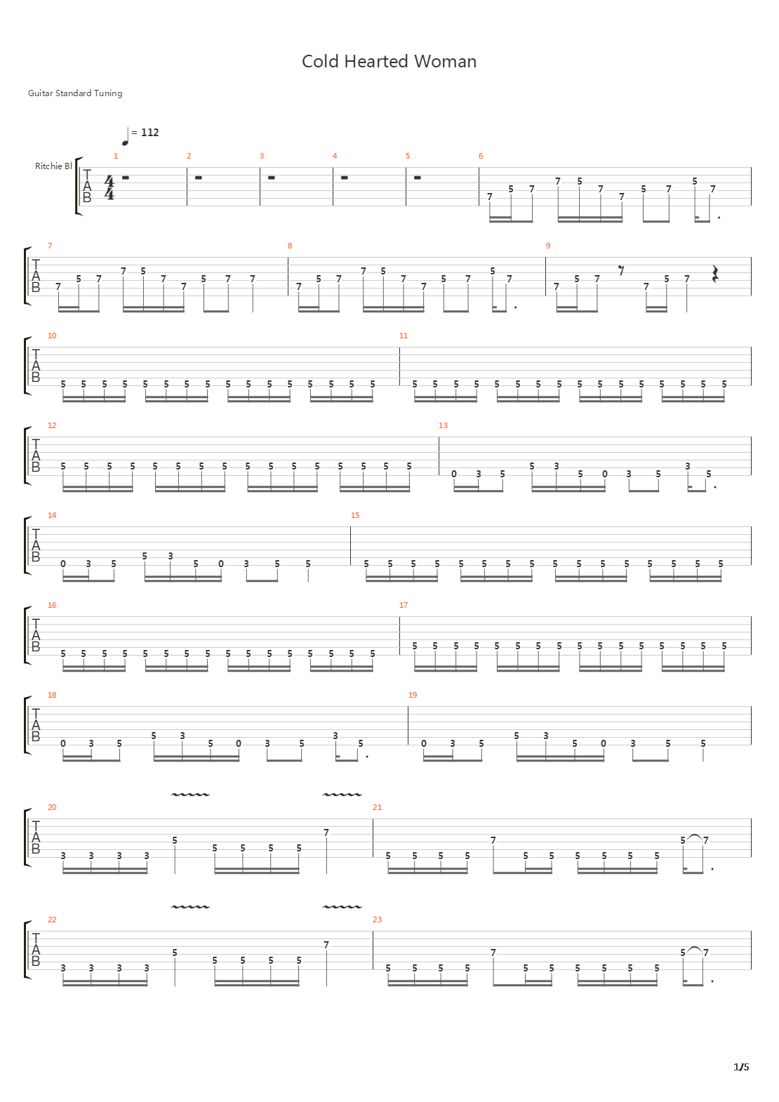 Cold Hearted Woman吉他谱