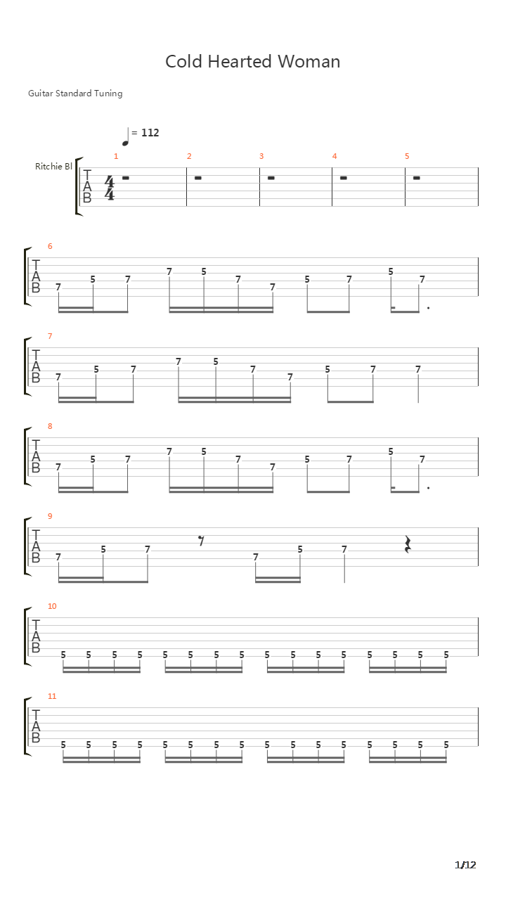 Cold Hearted Woman吉他谱