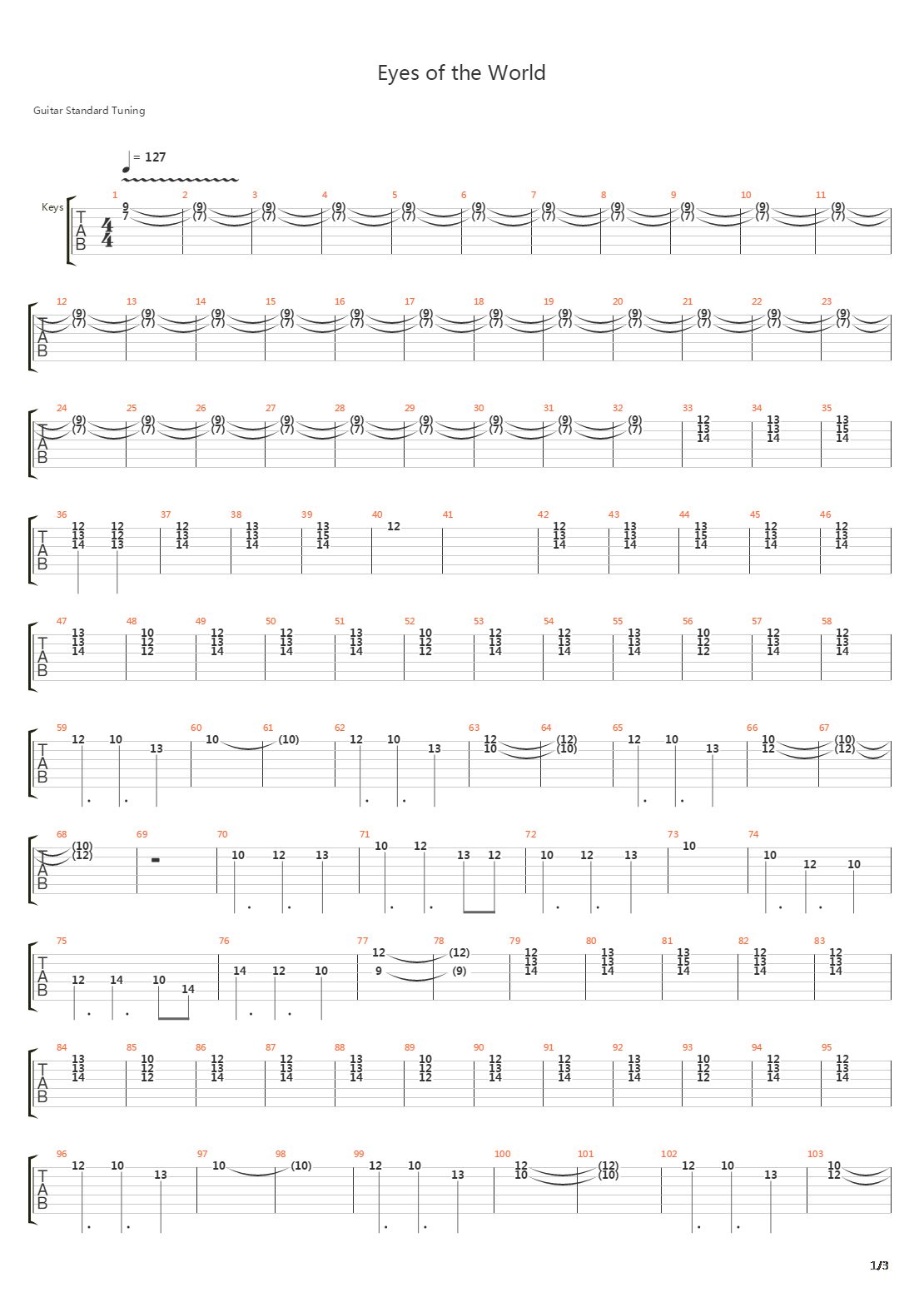 Eyes Of The World吉他谱