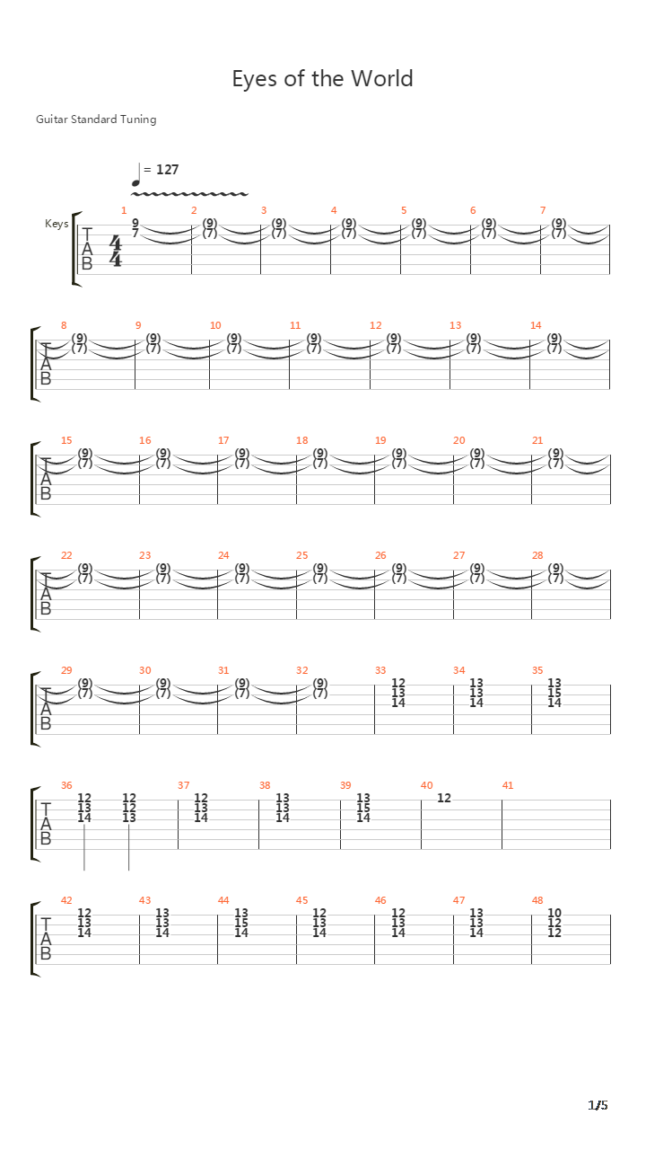 Eyes Of The World吉他谱