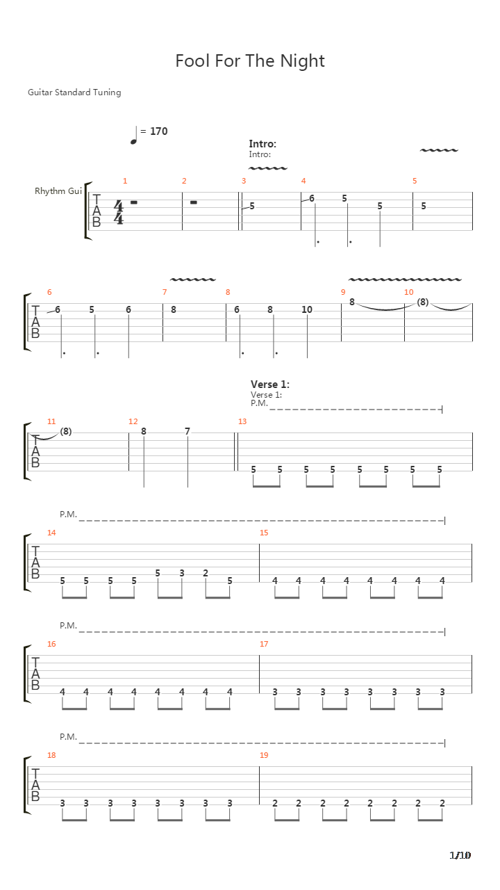 Fool For The Night吉他谱