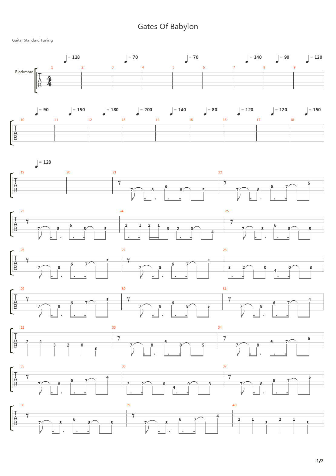 Gates Of Babylon吉他谱
