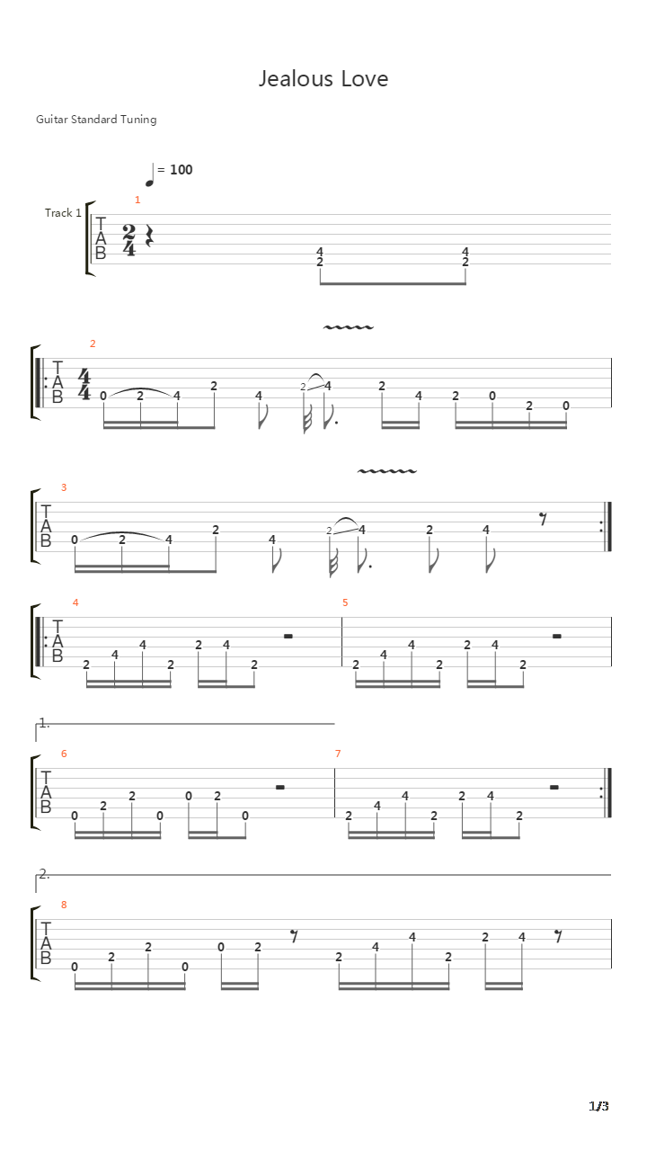 Jealous Love吉他谱