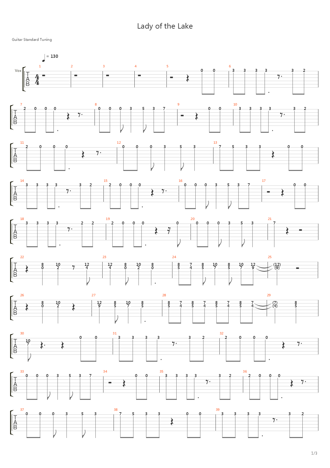 Lady Of The Lake吉他谱