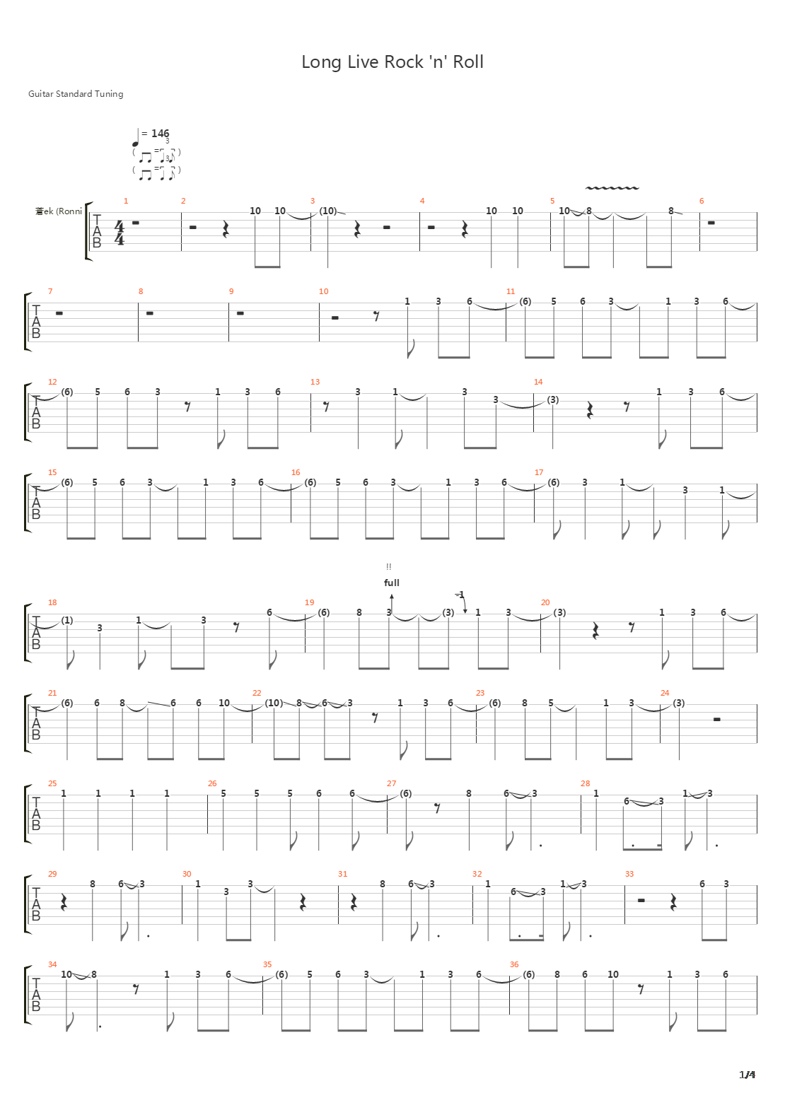 Long  Rock N Roll吉他谱