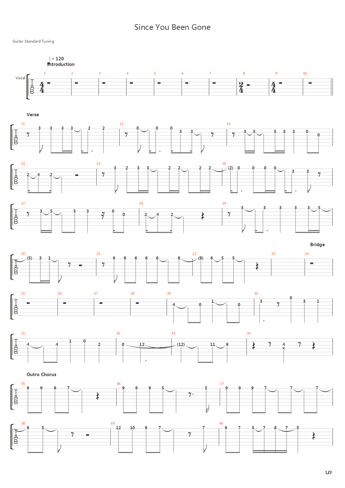 Since You Been Gone吉他谱