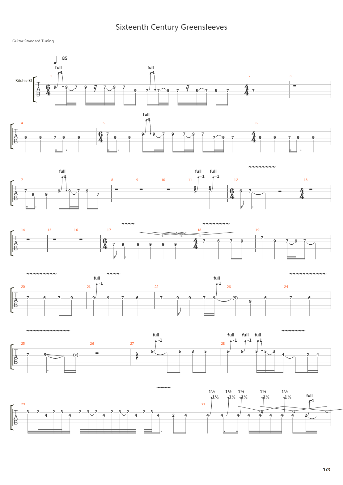 Sixteenth Century Greensleeves吉他谱