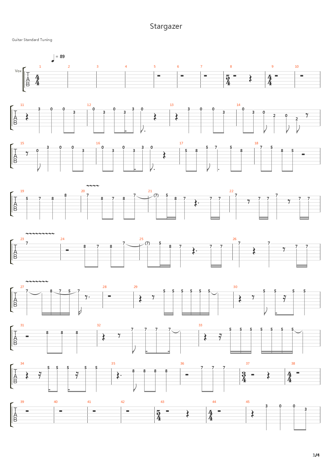Stargazer吉他谱