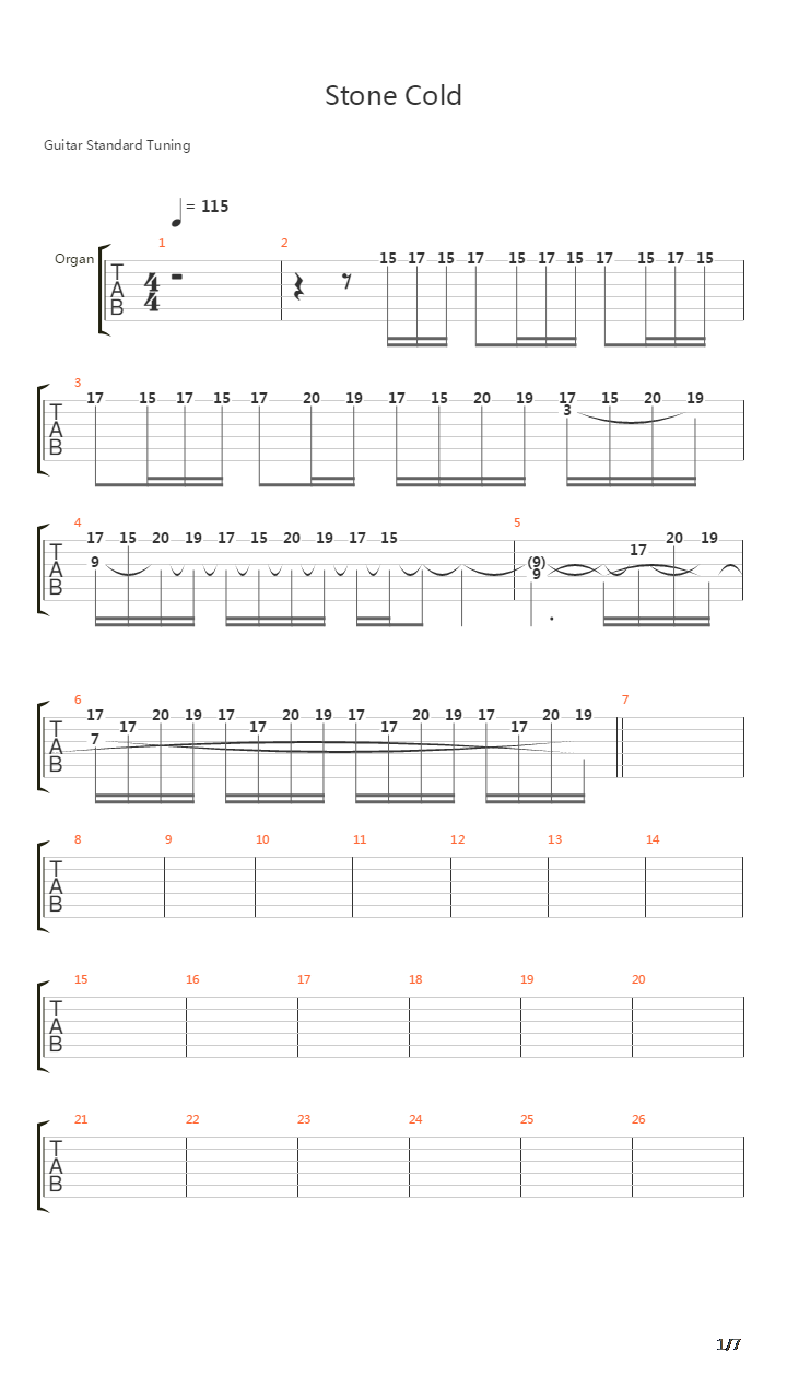 Stone Cold吉他谱