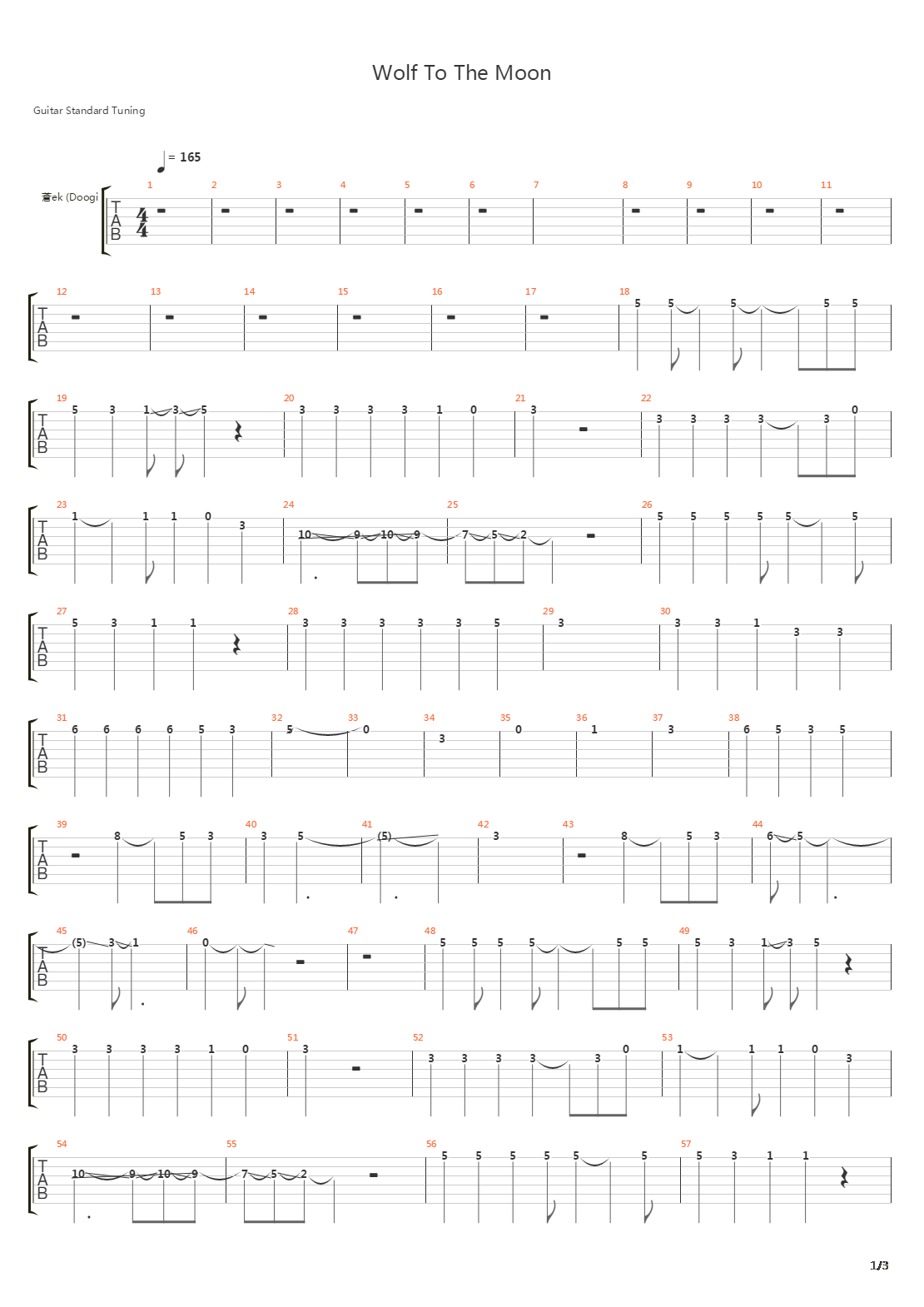 Wolf To The Moon吉他谱