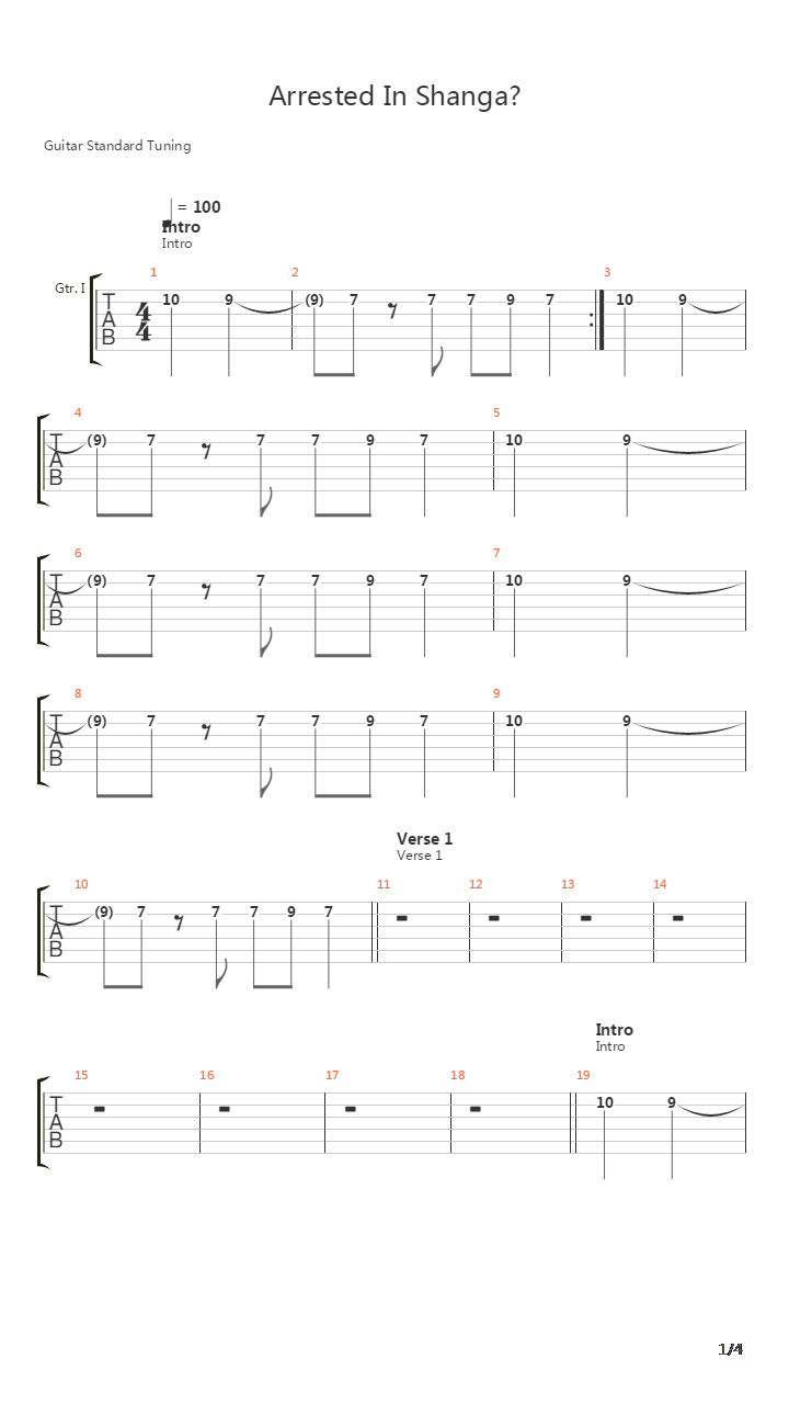 Arrested In Shangai吉他谱