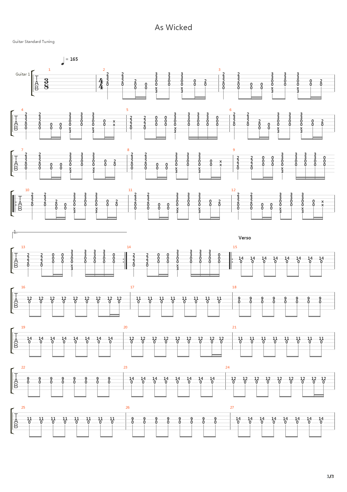As Wicked吉他谱