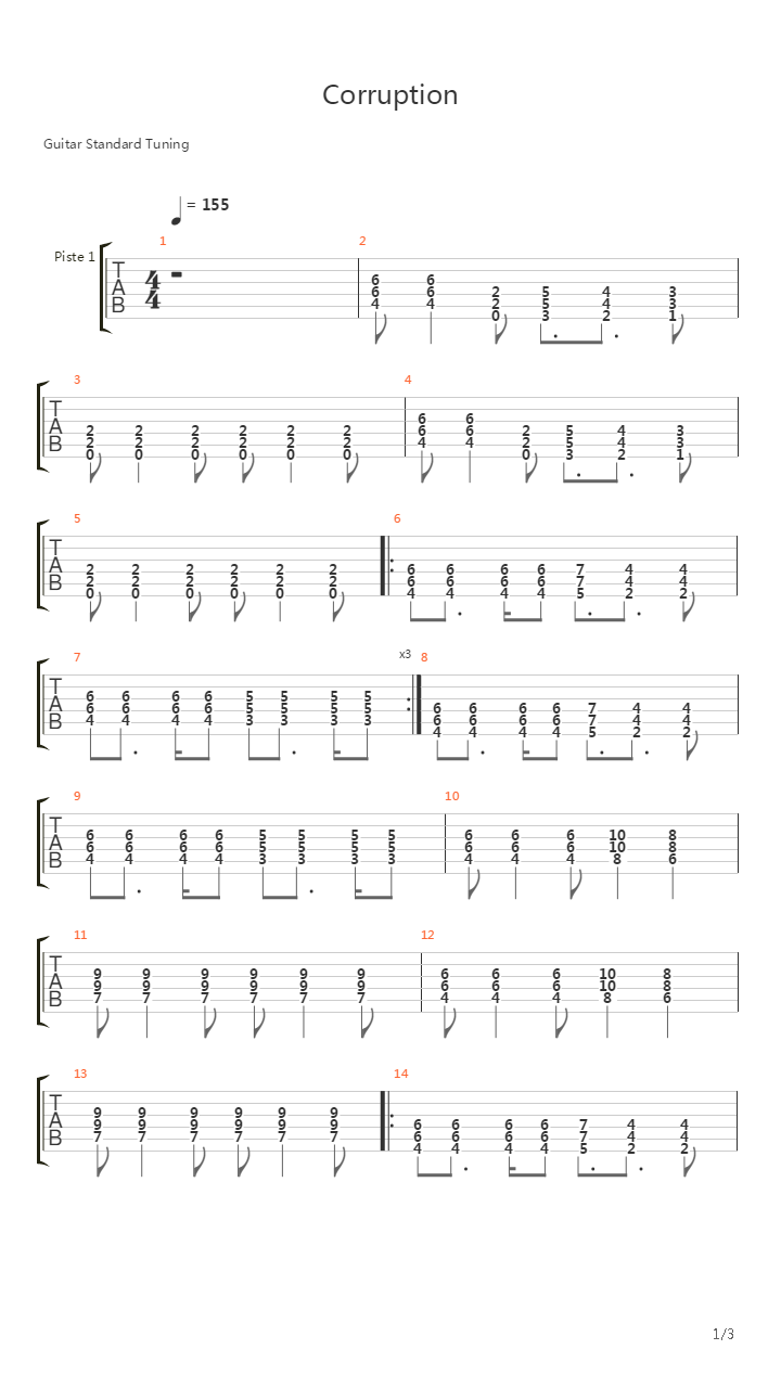Corruption吉他谱
