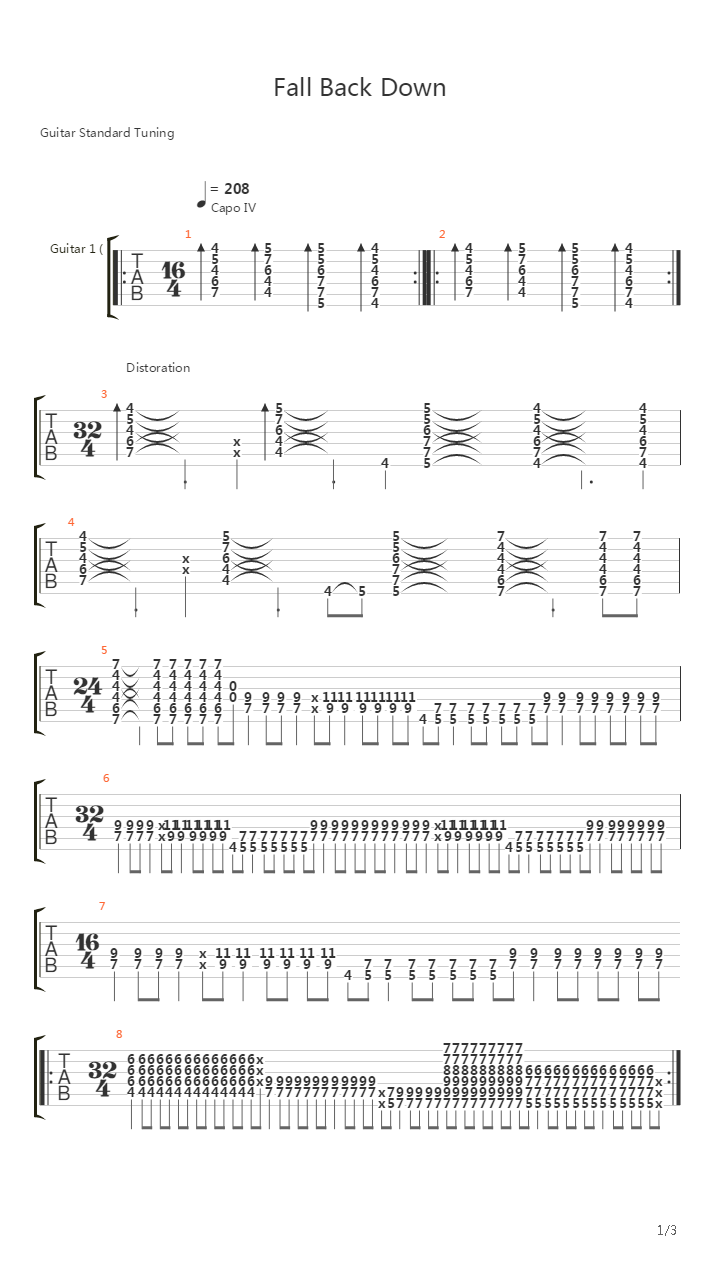 Fall Back Down吉他谱