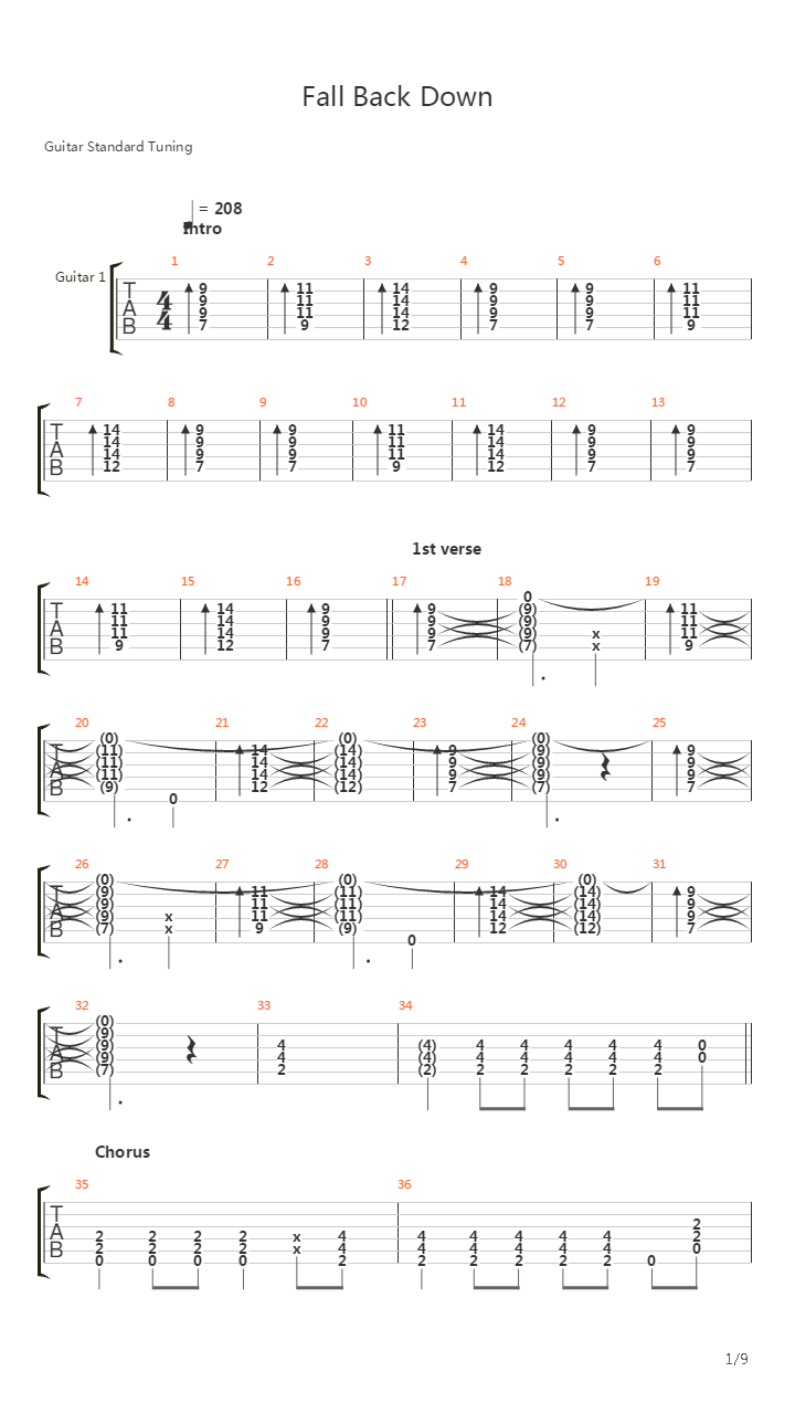 Fall Back Down吉他谱