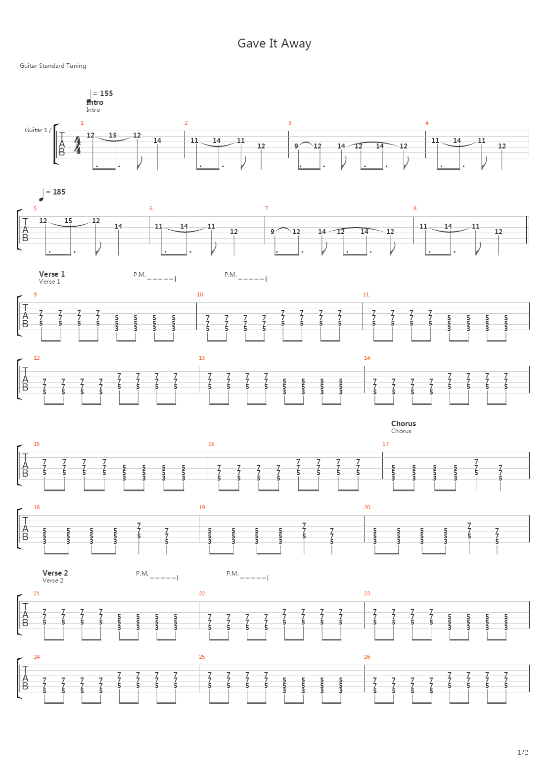 Gave It Away吉他谱