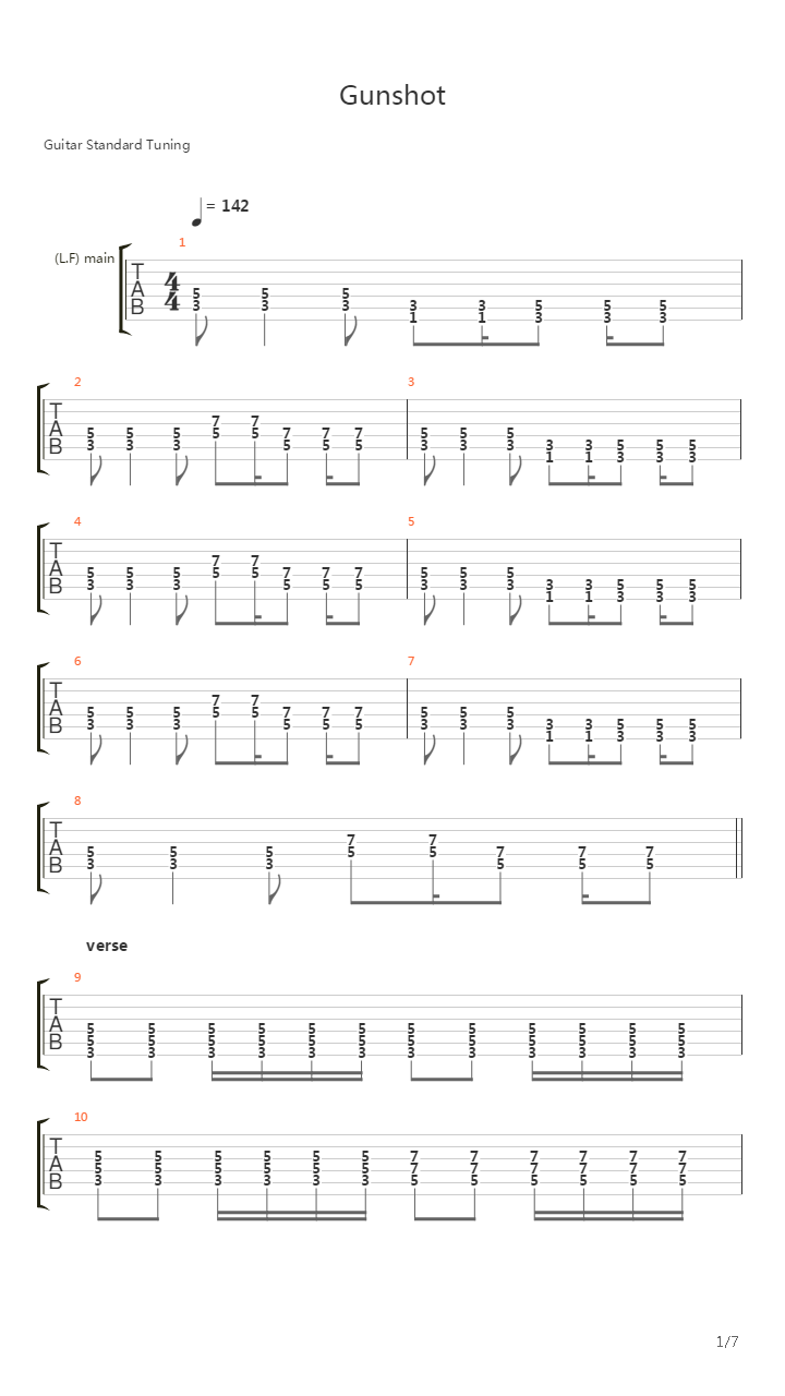 Gunshot吉他谱