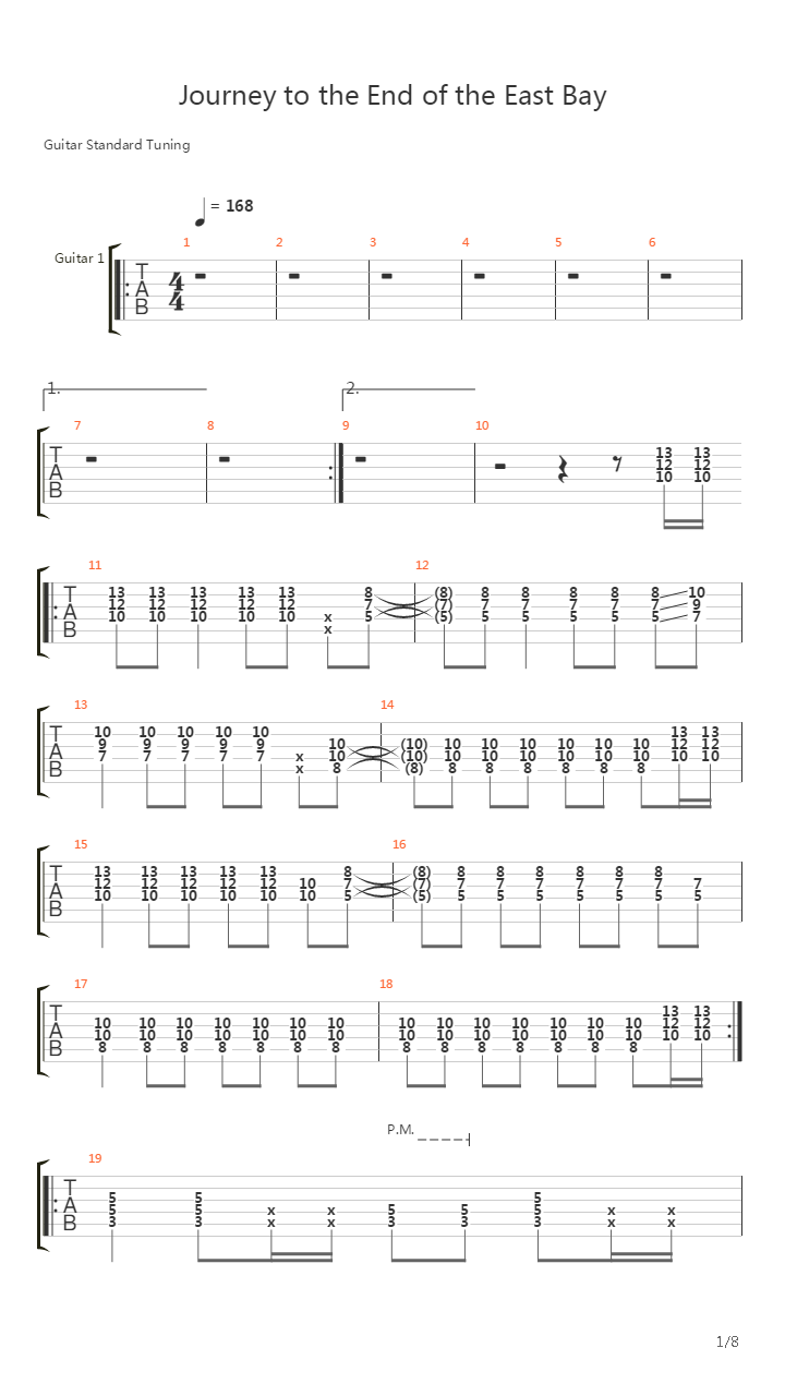 Journey To The End Of The East Bay吉他谱