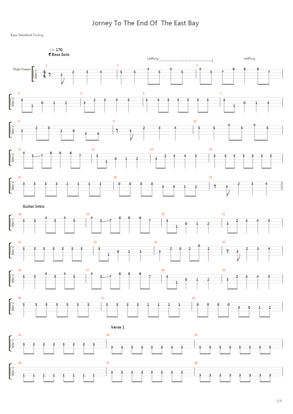 Journey To The End Of The East Bay吉他谱