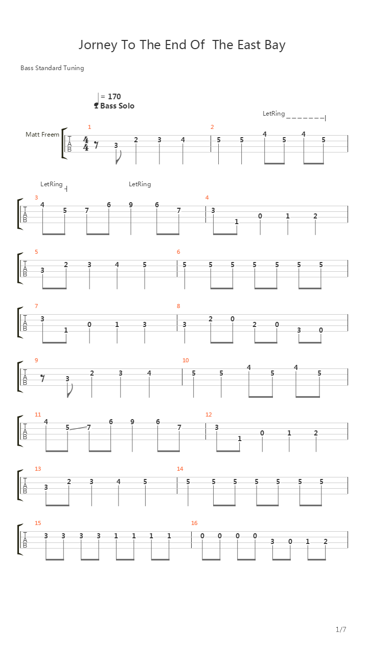 Journey To The End Of The East Bay吉他谱