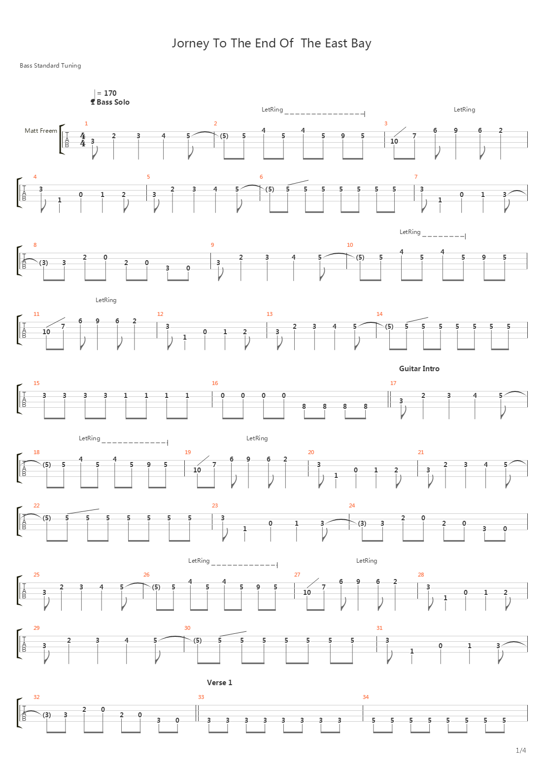 Journey To The End Of The East Bay吉他谱