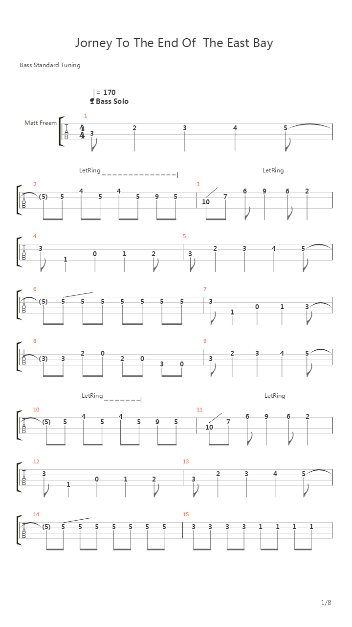 Journey To The End Of The East Bay吉他谱