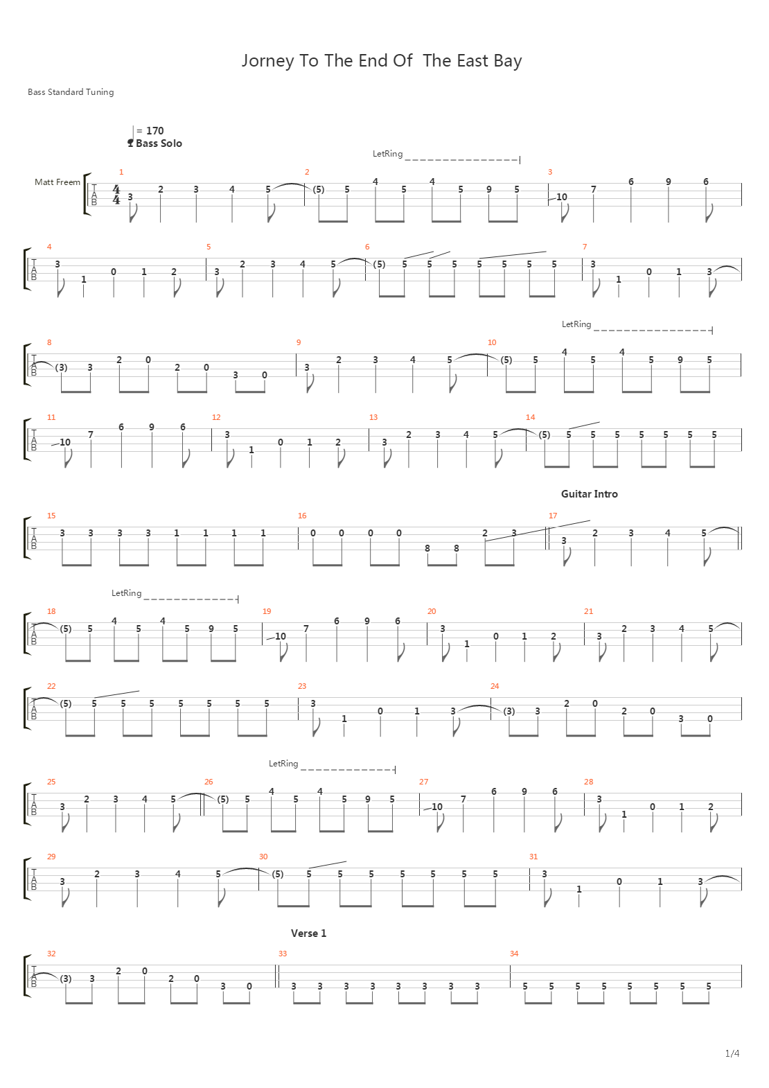 Journey To The End Of The East Bay吉他谱